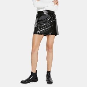 Theory Vinyl Black Mini Skirt